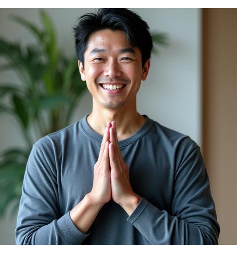 Akashi Flow Wellness instructor Kenji explains a yoga posture